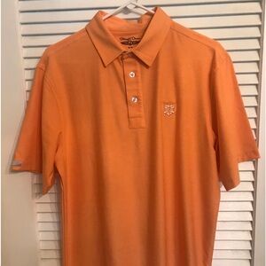 Mens Straight Down Orange Golf Polo Shirt Logo M